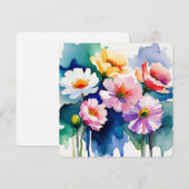 Greeting Card with Watercolor Flowers - 4 Notitiekaartje (Voorkant / Achterkant)