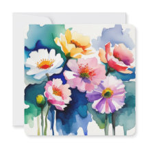 Greeting Card with Watercolor Flowers - 4