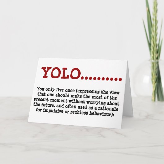 Greeting Card YOLO...definition Kaart (Voorkant)
