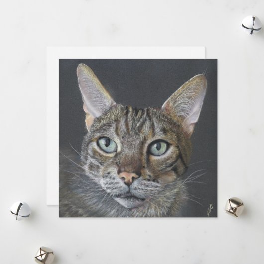 Greeting Cat Bengal Cat Fine Art blank  Feestdagenkaart (Voorkant / Achterkant in situ)
