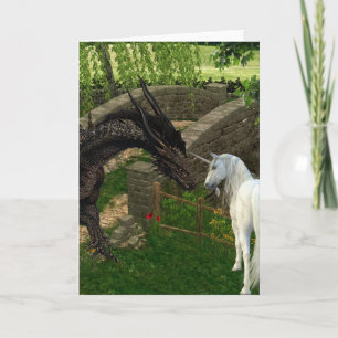 Greeting Dragon en Unicorn Fantasy Kaart