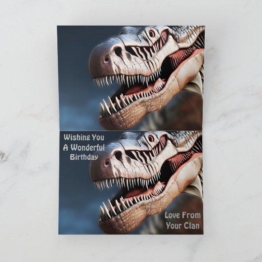Greeting Fellow T-rexs, Birthday Kaart (Binnen)