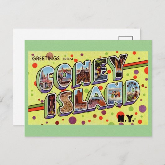 Greeting from CONEY ISLAND New York Briefkaart (Voorkant / Achterkant)