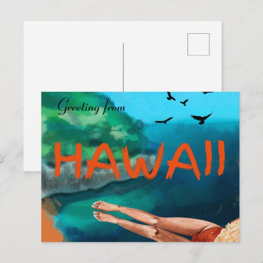 Greeting from Hawii Beauful strand  Briefkaart (Voorkant / Achterkant)