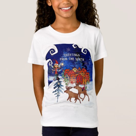 Greeting from the North Moose Village Kid's tee T-shirt (Voorkant)