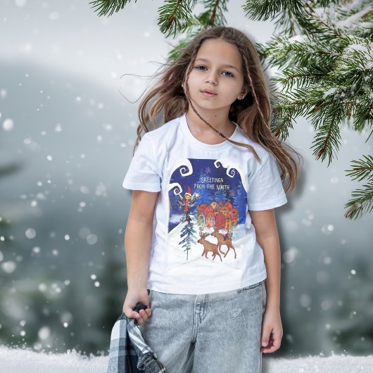 Greeting from the North Moose Village Kid's tee T-shirt