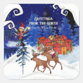 Greeting from the North Moose Village Vierkante Sticker (Voorkant)