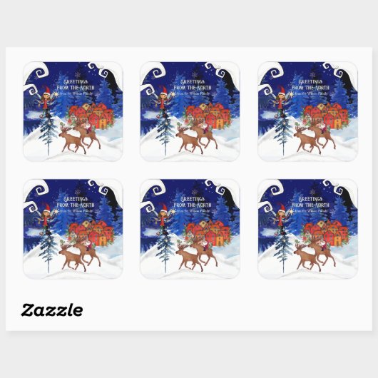 Greeting from the North Moose Village Vierkante Sticker (Vel)