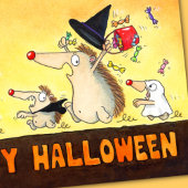 Greeting Halloween Hedégel Kaart