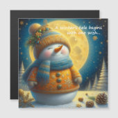 Greeting magnet with a cute snowman (Voorkant / Achterkant)