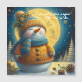 Greeting magnet with a cute snowman (Voorkant)