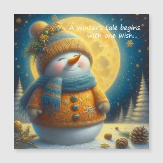 Greeting magnet with a cute snowman (Voorkant)