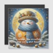 Greeting magnet with a cute snowman (Voorkant / Achterkant)