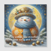Greeting magnet with a cute snowman (Voorkant)