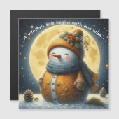 Greeting magnet with a cute snowman (Voorkant / Achterkant)