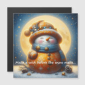 Greeting magnet with a cute snowman (Voorkant / Achterkant)