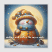 Greeting magnet with a cute snowman (Voorkant)