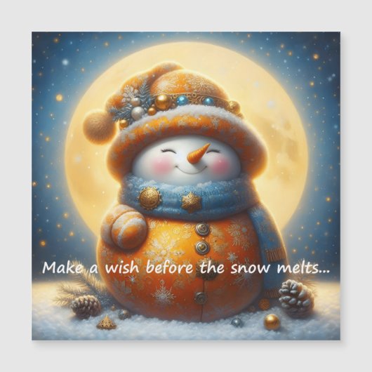 Greeting magnet with a cute snowman (Voorkant)