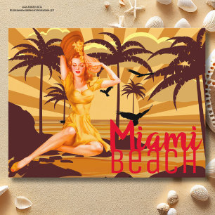 Greeting van Miami Beach, mooie vintage Briefkaart