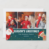Greetings 3 Foto van de kerstman en het rendier Feestdagenkaart (Voorkant)