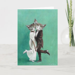 Greetings Card voor  dansende katten Kaart