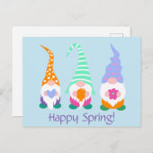 Greetings Colorful Happy Spring Gnomen Briefkaart (Voorkant / Achterkant)