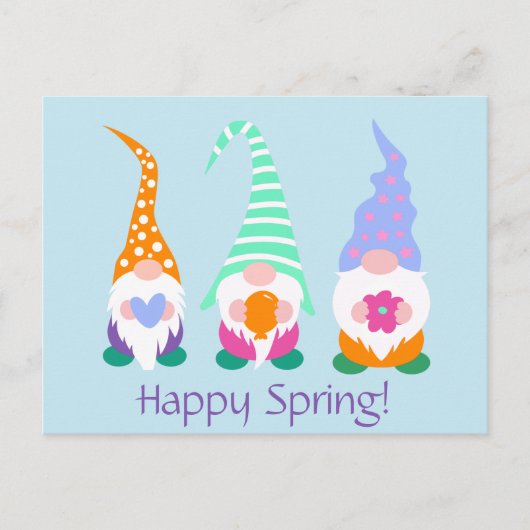 Greetings Colorful Happy Spring Gnomen Briefkaart (Voorkant)