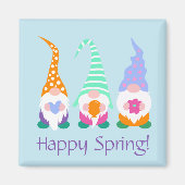 Greetings Colorful Happy Spring Gnomen Magneet (Voorkant)