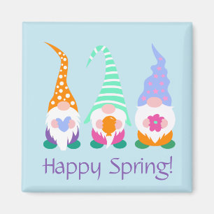 Greetings Colorful Happy Spring Gnomen Magneet