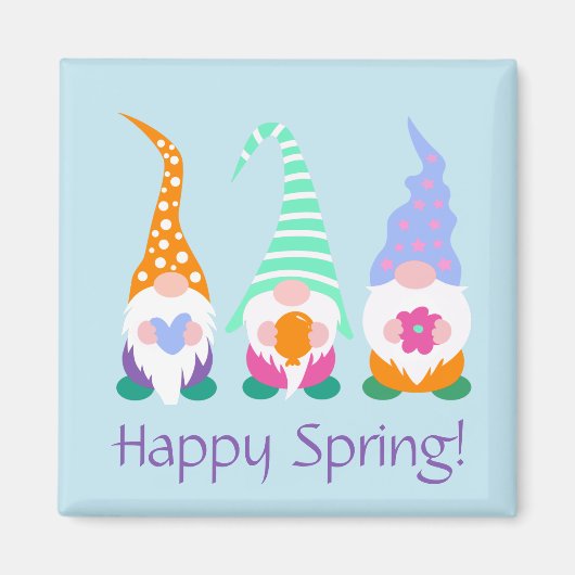 Greetings Colorful Happy Spring Gnomen Magneet (Voorkant)