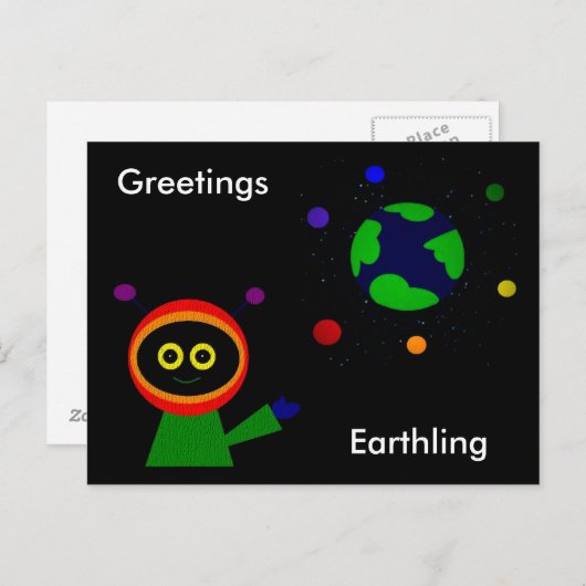 GREETINGS EARTHLING BRIEFKAART (Voorkant / Achterkant)