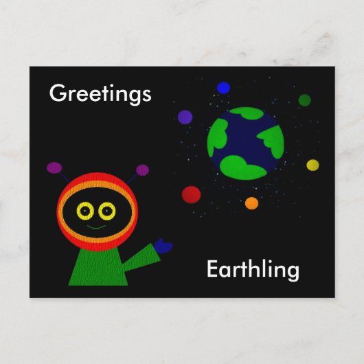 GREETINGS EARTHLING BRIEFKAART (Voorkant)
