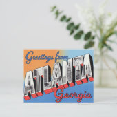 Greetings from Atlanta Georgia Vintage Skyline Briefkaart (Staand voorkant)