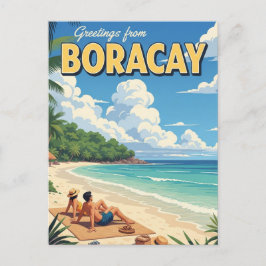 Greetings from Boracay Philippines Vintage  Briefkaart