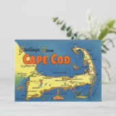 Greetings From Cape Cod 5x7 Map Postcard Bedankkaart (Staand voorkant)