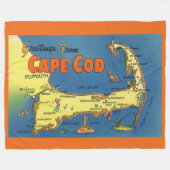 Greetings From Cape Cod Map Fleece Deken (Voorkant (Horizontaal))