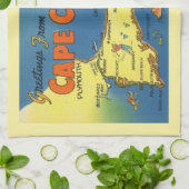 Greetings From Cape Cod Map Theedoek (Gevouwen)