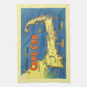 Greetings From Cape Cod Map Theedoek (Verticaal)