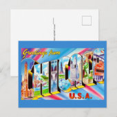  Greetings from Chicago Crazy Colorful Postcard Briefkaart (Voorkant / Achterkant)