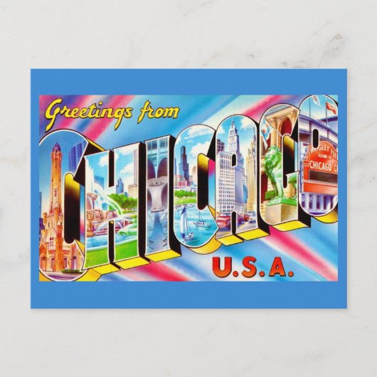  Greetings from Chicago Crazy Colorful Postcard Briefkaart (Voorkant)