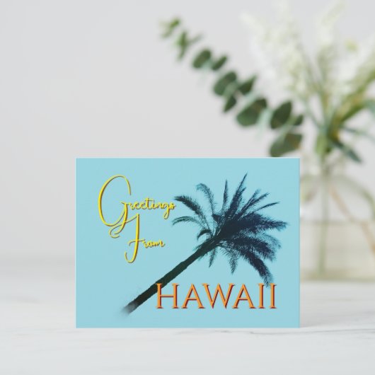 Greetings From Hawaii - Palm Trees Feestdagenkaart (Staand voorkant)
