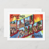 Greetings From Miami Beach Vintage Large Letter Briefkaart (Voorkant / Achterkant)