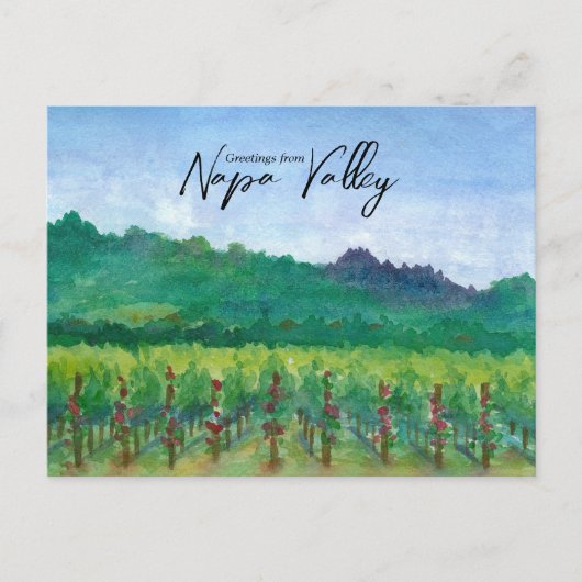 Greetings From Napa Valley Vineyard Red Roses  Briefkaart (Voorkant)
