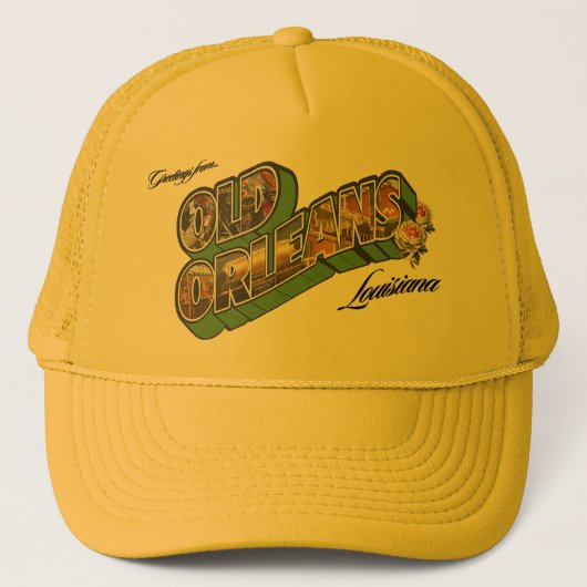 "Greetings from Old Orleans" Trucker Hat Pet (Voorkant)
