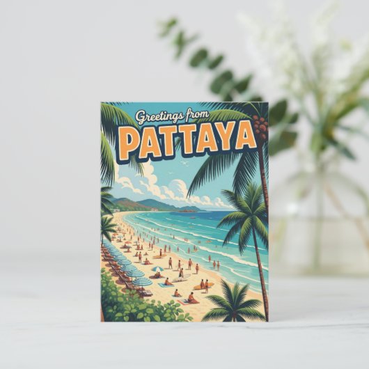 Greetings from Pattaya Beach Thailand Travel Briefkaart (Staand voorkant)