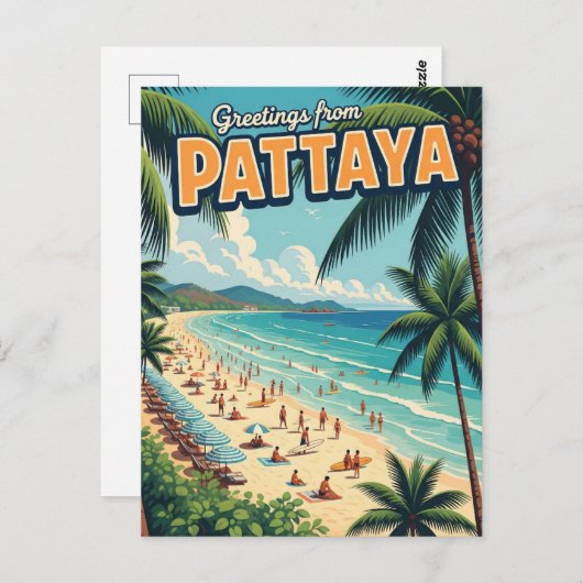 Greetings from Pattaya Beach Thailand Travel Briefkaart (Voorkant / Achterkant)