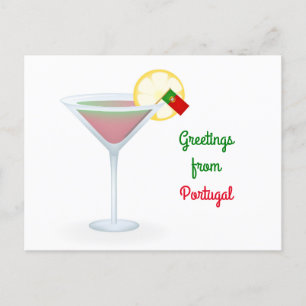 Greetings From Portugal Cocktail Holiday Postcard Feestdagenkaart