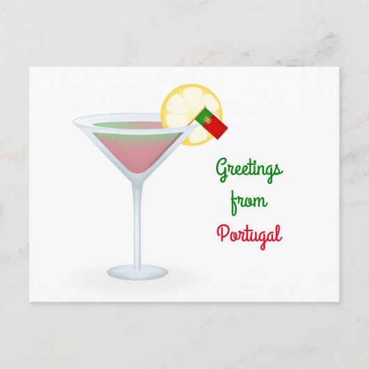 Greetings From Portugal Cocktail Holiday Postcard Feestdagenkaart (Voorkant)