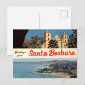 Greetings from Santa Barbara Vintage  Briefkaart (Voorkant / Achterkant)