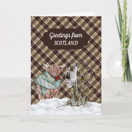Greetings From Scotland Bannockbane Tartan Christm Feestdagen Kaart (Voorkant)